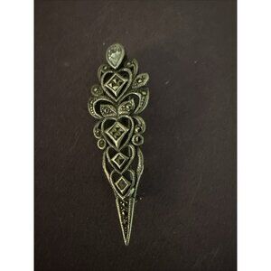 Vintage Mid Century Art Deco Hearts Sterling Silver Marcasite Brooch